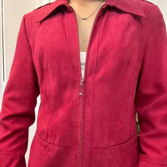 Lauren Conrad Vintage  Faux Suede Jacket Pink Size Medium - Picture 4 of 8